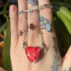 Imperial Jasper heart interchangeable Necklace